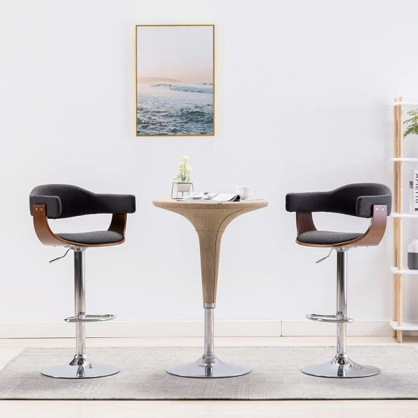 vidaXL Barhocker 2 Stück Grau Bugholz und Stoff, 283115