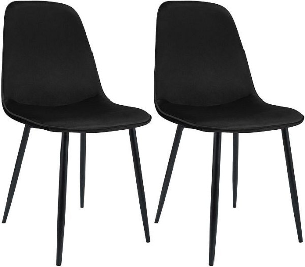 CLP 2er Set Esszimmerstuhl Maryam Samt, schwarz, 327154