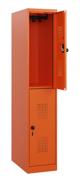 C+P Doppelstöckiger Spind Evolo PLUS, 2 Fächer, 1530x300x500mm, 2004/2004, Drehriegel, 0493005-10 S10030