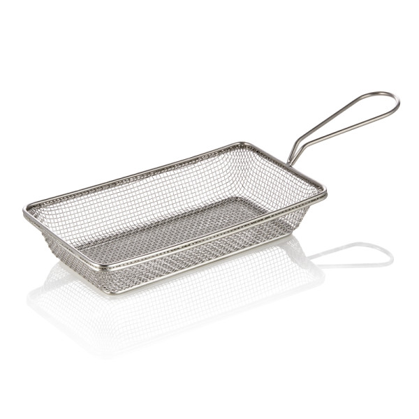 WAS Servier- und Frittierkorb, 22 x 12,5 x 4 cm, Chromnickelstahl, 4020022