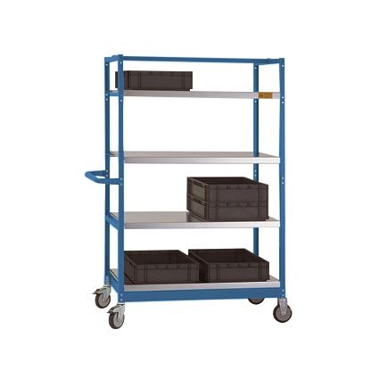 Manuflex ESD-Etagenwagen VARIMOBIL 250 kg mit verzinkten Stahlböden, HxBxT = 1650 x 1030 x 600 mm, brillantblau, LV3152.5007