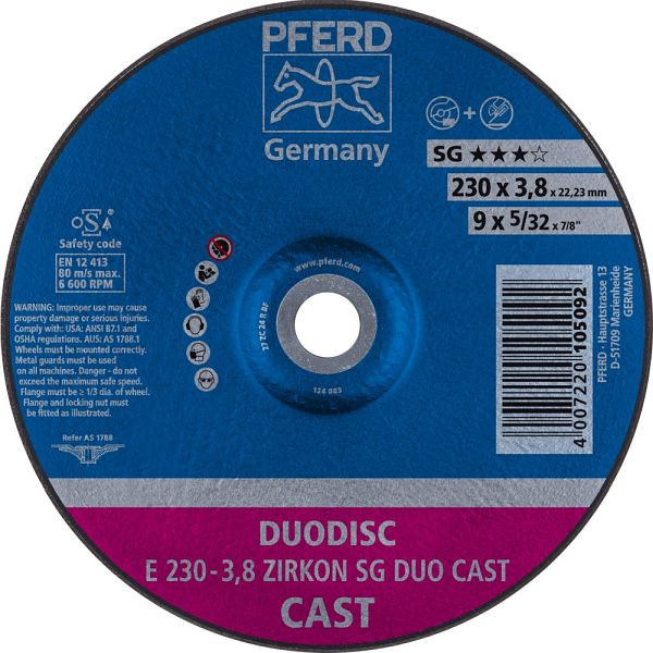 Pferd Trennscheibe E 230-3,8 ZIRKON SG DUO CAST, VE: 10 Stück, 62023200