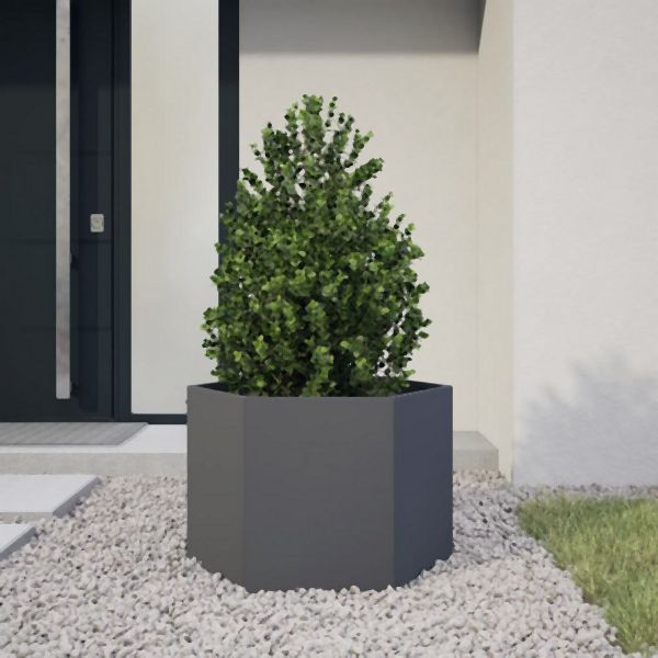 vidaXL Pflanzkübel Anthrazit Sechseckig 69x60x45 Stahl, 851124