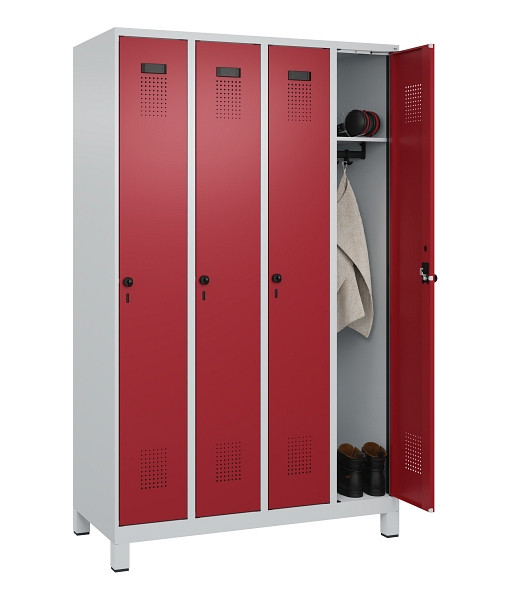 C+P Spind Evolo PLUS, mit Füßen, 4 Abteile, 1950x1200x500mm, 7035/3003, Verschluss Drehriegel, Ablageböden 4, 049010-40 S10004