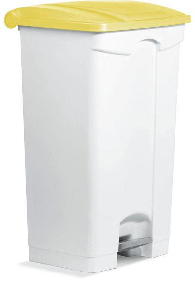 Deskin Tretabfallsammler, aus Kunststoff, Korpus weiß, Deckel gelb, H 830 x B 500 x T 410 mm, 276482