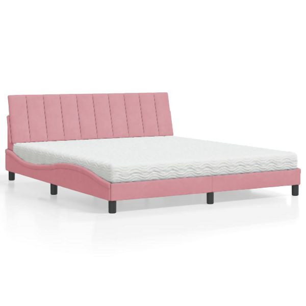 vidaXL Bett mit Matratze Rosa 180x200 cm Samt, elegant, 3208615