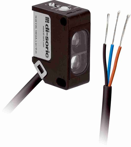 di-soric OT 31 K 400 N3-3 Lichttaster, Schaltfrequenz 2.000 Hz, npn, 100 mA, NO/NC, umschaltbar, Kabel, 2,0 m, 3-polig (offenes Ende), 209241