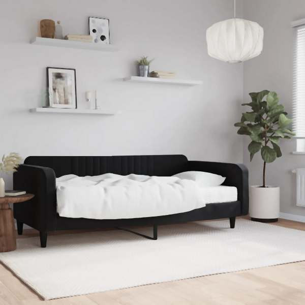 vidaXL Tagesbett mit Matratze Schwarz 100x200 cm Samt, 3197050