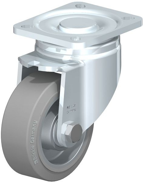 Blickle LH-ALEV 100K-1-SG Stahlblech-Lenkrolle, Schwerlast-Ausführung, mit Anschraubplatte, Elastik-Vollgummi, Grau, 615138