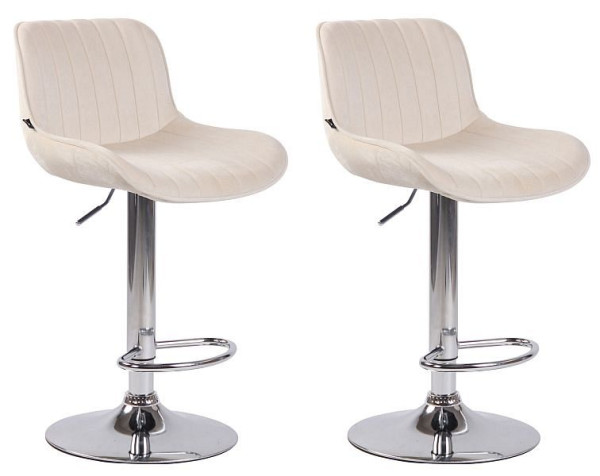 CLP Barhocker Lentini Samt chrom, creme, VE: 2 Stück, 320601