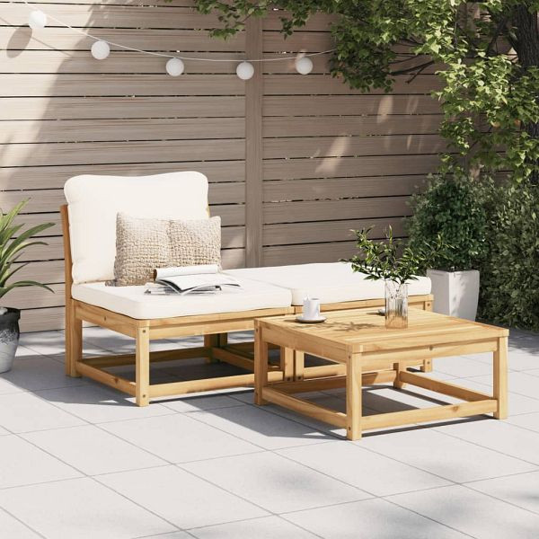 vidaXL 3-teilig Garten-Lounge-Set mit Kissen Massivholz Akazie, 366491