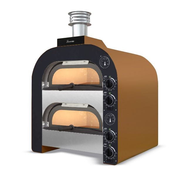 GMG Pizzaofen PFL40 DR elektrisch - 1+1 Ø39cm, 7 kW, 3NAC, 400V - Edelstahl 2 Backkammern, PFL40DR