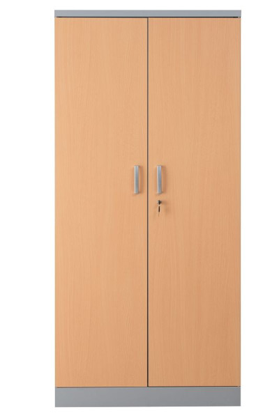 Gürkan Flügeltürenschrank, 42 x 92 x 195 cm, Silber, Buche, Fachboden Stück 4, FLC/WD.19, 100119