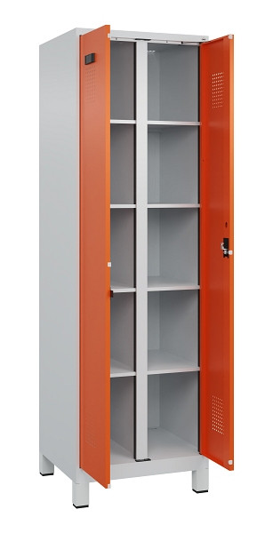 C+P Wäsche-Spind Evolo PLUS, mit Füßen, 2 Abteile, 1950x600x500mm, 7035/2004, Verschluss Zylinderschloss, 049012-20B S10029