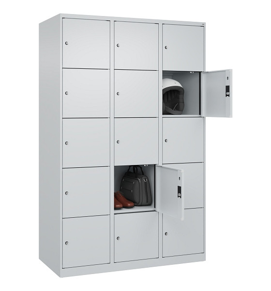 C+P Schließfachschrank Evolo PLUS, 15 Fächer, 1850x1200x500mm, 7035/7035, 049000-325 S10013