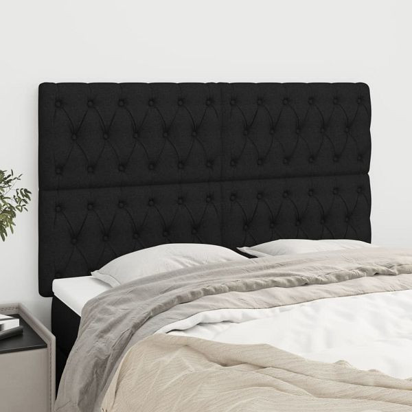 vidaXL Kopfteile 4 Stück Schwarz 72x7x78/88 cm Stoff, 3116668