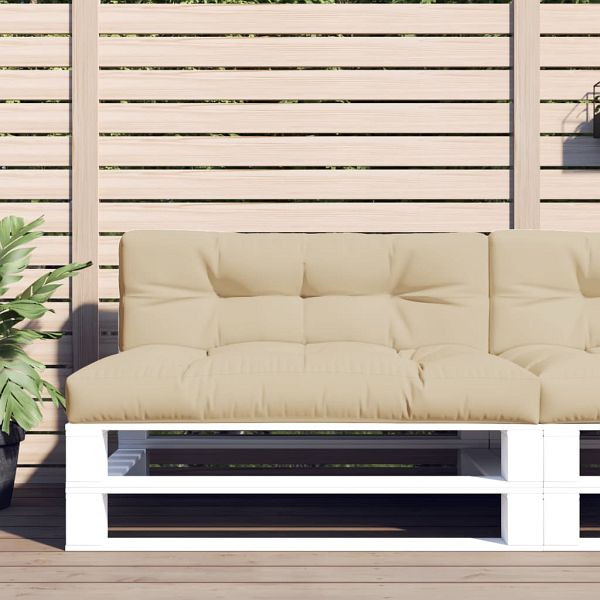 vidaXL Palettenkissen 2-teilig Beige Stoff, Füllmaterial: Hohlfaser, 360736