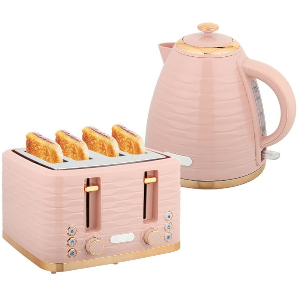 HOMCOM 2-in-1 Toaster- und Wasserkocher-Set, 7 Bräunungsstufen, Auftau- und Aufwärmfunktion, Pink, 800-162V90PK