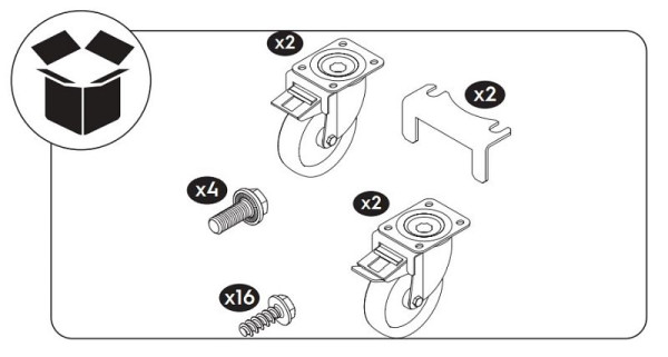 ALPENINOX Rollensatz (4 Stück), Ø in mm: 180, davon 2 mit Feststeller, 402881002