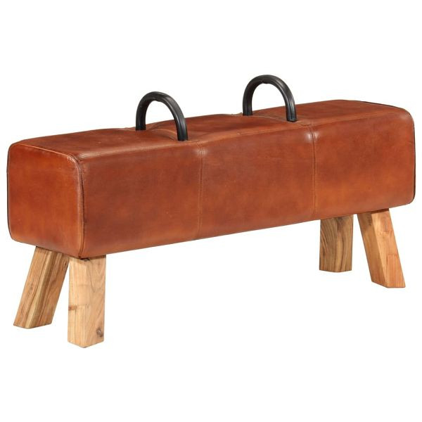 vidaXL Bank Turnbock-Design Braun 110 cm Echtleder, 356379