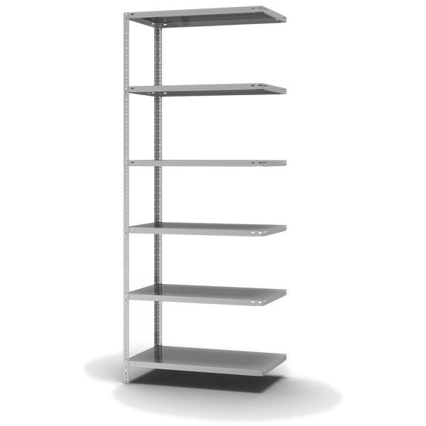 hofe Fachboden-Anbauregal, 2500x500x1000 mm, 6 Fachebenen, verzinkt, 200 kg Fachlast, 1200 kg Feldlast, zweiseitige Bedienung, WZA25510M