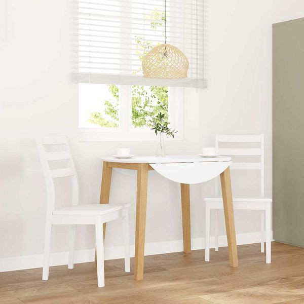 vidaXL Esszimmerstühle 2 Stk. Weiß Massivholz Gummibaum, 4102521