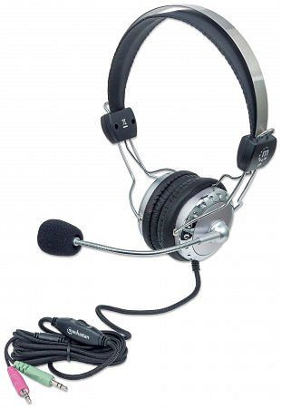 MANHATTAN Stereo Headset, Verstellbarer Kopfbügel und flexibles Mikrofon, 175517