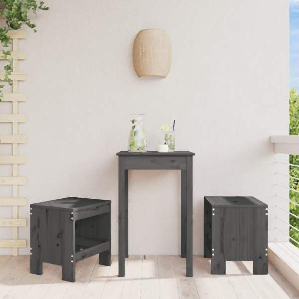 vidaXL Gartenhocker 2 Stück Grau 40x36x45 cm Massivholz Kiefer, 825340
