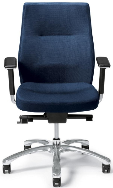 Deskin XXL-Drehstuhl PARLANDO inkl. Armlehnen, Aluminiumfußkreuz, poliert, Bezug Stoff Basic SM, Farbe blau, 275399