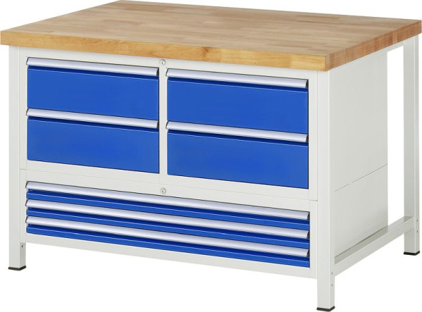 RAU Werkbank Serie 8000 - Modell 8934, B1250 x T900 x H840 mm, Systemunterbau B1235 x T850 x H800 mm, 03-8934A2-129B4S.11