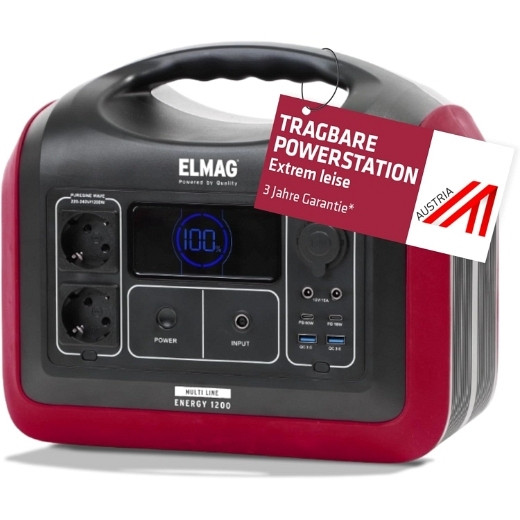 ELMAG Tragbare Powerstation ENERGY 1200, 1200W, LiFEPO4 Akku mit 992Wh, 52902