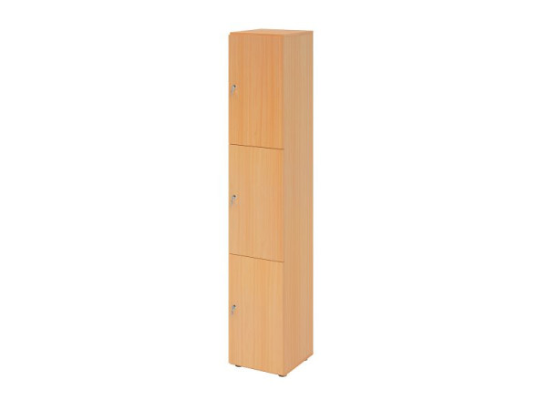 Hammerbacher Schließfachschrank schmal 6OH, 3 Türen mit Schloss, Korpus: Buche, Türen: Buche, 40 x 40 x 215,6 cm (BxTxH), V264L3/6/6/DS