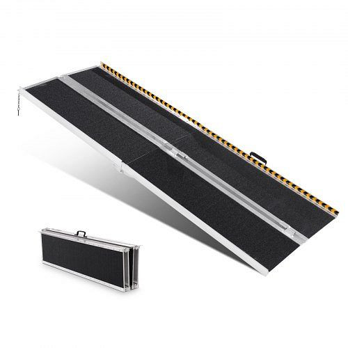 VEVOR Tragbare Rollstuhlrampe 2,44 m 363 kg Tragkraft rutschfeste Aluminium-Klappschwellenrampe faltbare Rollstuhlrampe, ZDKMJPD96YC17MST1V0