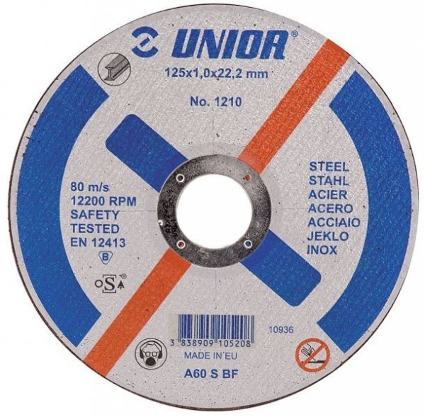 Unior Gerade Trennscheibe für Stahl, 230x1,6x22 mm, harzgebunden, 610523