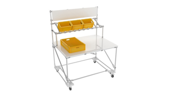 TRILOGIQ Mobiler Arbeits- und Packtisch, 1350 x 1000 x 1700 mm, 20513-01