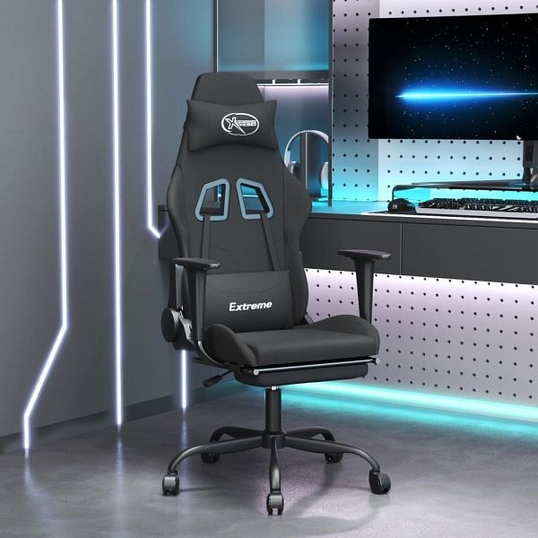 vidaXL Gaming-Stuhl mit Fußstütze Schwarz Stoff, 3143725