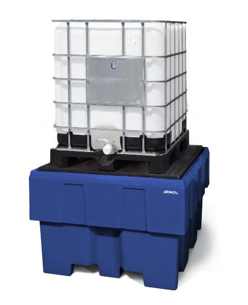 DENIOS Auffangwanne aus Polyethylen (PE) für 1 IBC à 1000 Liter, mit Gitterrost, 328323