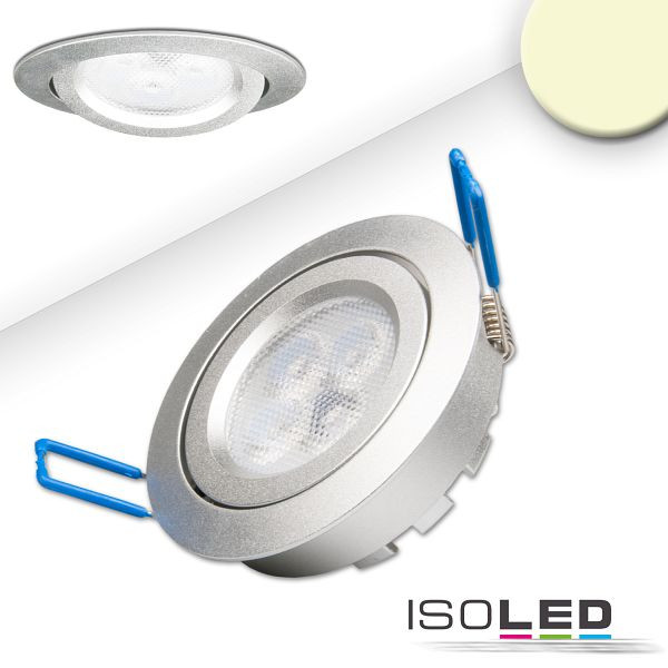 ISOLED LED Einbaustrahler, silber, 8W, 72°, rund, warmweiß, dimmbar, 112050