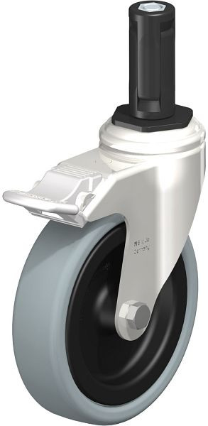 Blickle LKRXA-VPA 126G-11-FI-EXR13 Edelstahl-Apparate-Lenkrolle mit Expander & Feststeller, Vollgummi, Grau, 853293