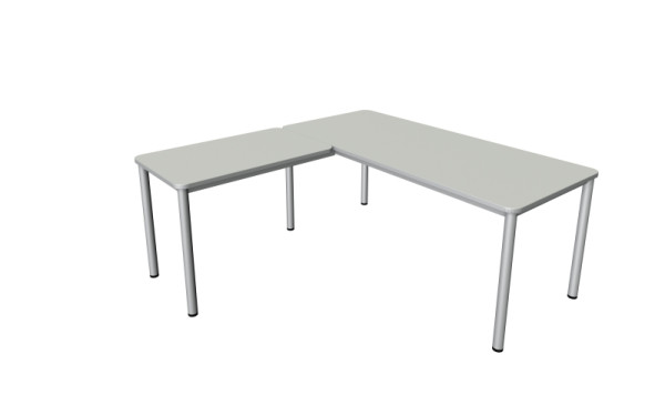 Kerkmann Winkelarbeitsplatz Prime, Schreibtisch B 1800 x T 800 x H 750 mm, Anbautisch 1000 x 600 x 750 mm, lichtgrau, (Montage), 11043111-1