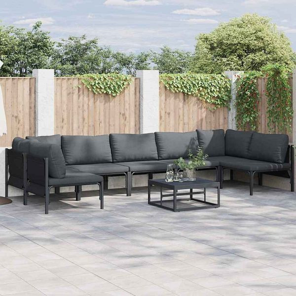 vidaXL Garten-Sofa-Set 7-teilig Anthrazit Stahl, 3378981
