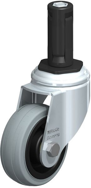 Blickle LKRA-VPA 80K-11-ER13 Apparate-Lenkrolle mit Expander, Vollgummi, Grau, 848134