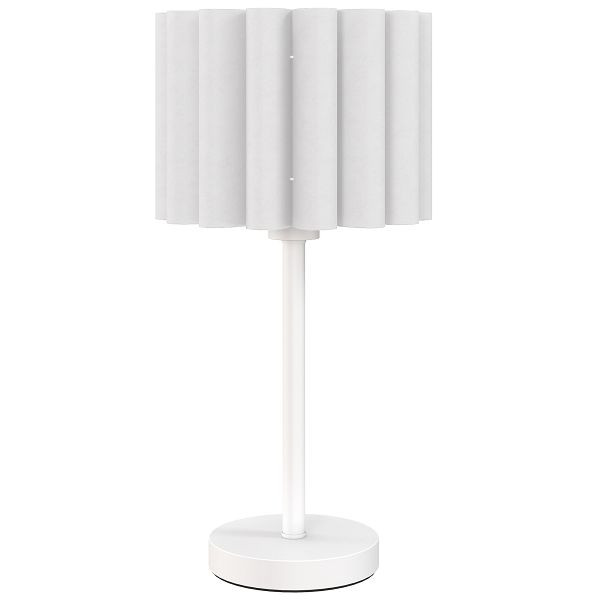 HOMCOM Tischlampe im Retro-Stil, Nachttischlampe, Kunststoff-Schirm, Knopfschalter, Weiß, B31-568V90WT