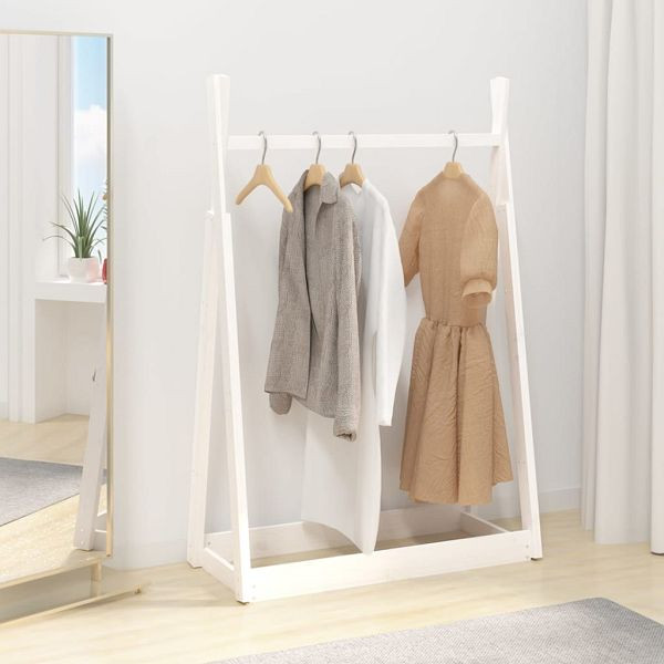 vidaXL Kleiderständer Weiß 100x45x150 cm Massivholz Kiefer, 824984