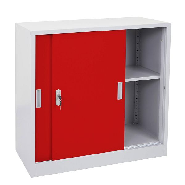 Mendler Aktenschrank Boston HWC-F41, Stahlschrank, mit Schiebetüren 90x90x45cm, rot, 99487