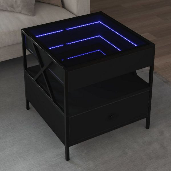 vidaXL Couchtisch mit Infinity-LED Schwarz 50x50x51 cm, 847712