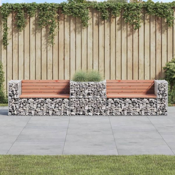 vidaXL Gartenbank mit Gabione Massivholz Douglasie, 3196246
