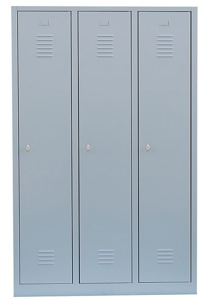 Lüllmann Stahl-Kleiderschrank / Garderobenschrank, 1800 x 1185 x 500 mm, Lichtgrau/Lichtgrau, 515130