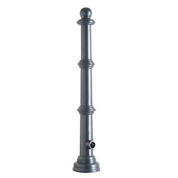 Stein HGS Stilpoller aus Aluminium, konisch, Herausnehmbar/Dreikant, weiß beschichtet mit rot reflektierenden Leuchtstreifen, 3 Ösen (90°), 495fbsonder-rw-3