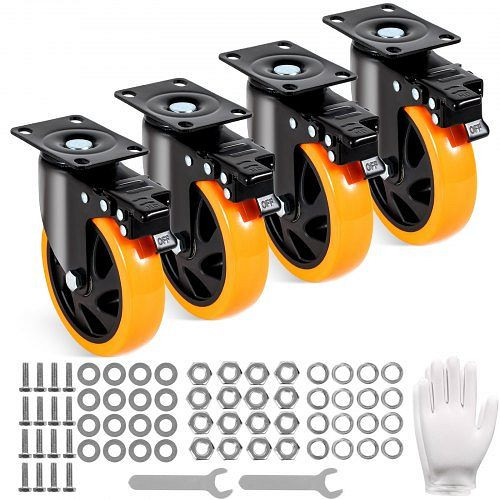 VEVOR Möbelrollen 4er-Set Lenkrollen PVC ⌀127mm Laufrollen 816kg Tragfähigkeit, PBJLCSJAZ4J4XPOVCV0